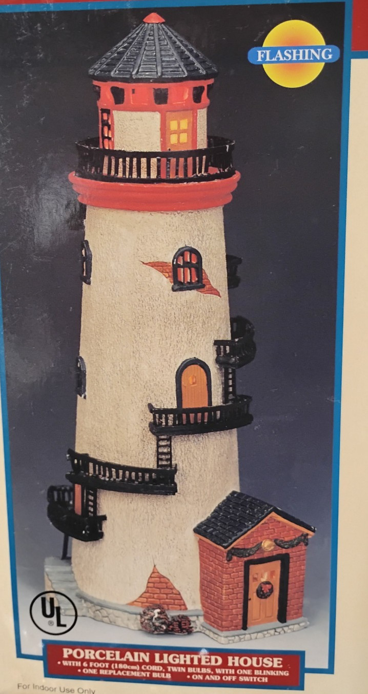 Lemax Village Collection Plymouth Corners Porcelain Lighted House Flashing 1998
