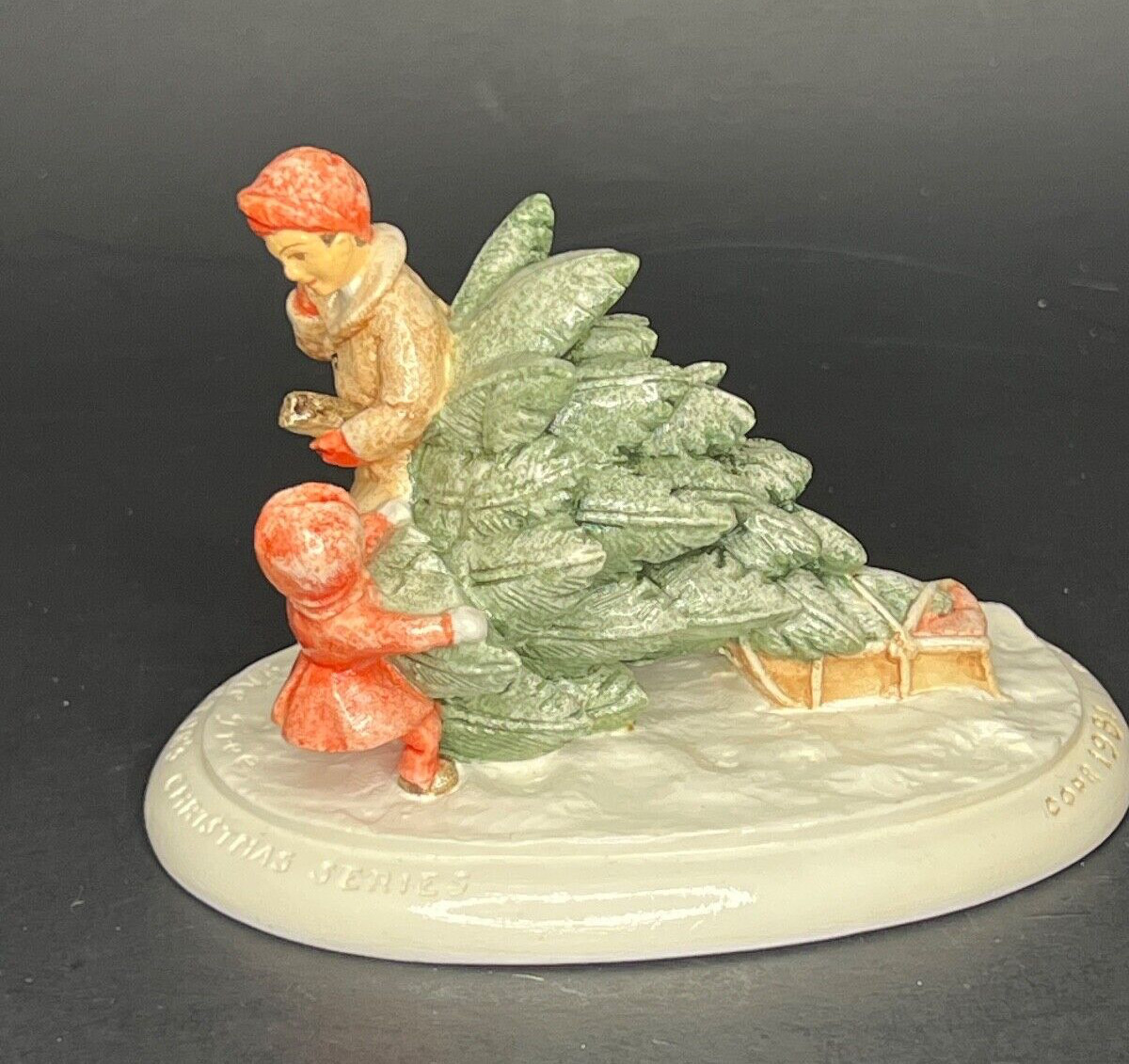 Sebastian Miniatures Collectors Christmas Series Bringing Home the Tree 1981