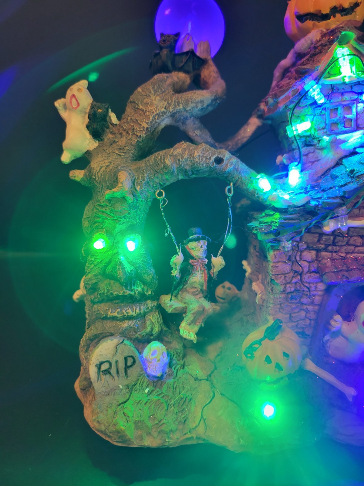 LED Product 12 Target Halloween Village Haunted Tree House Flying Witch READ