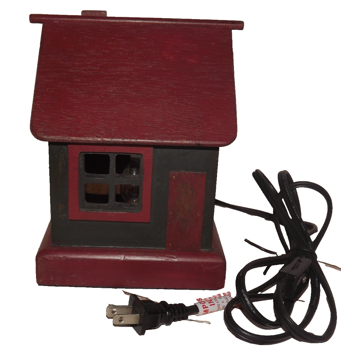 Blue Sky Lighted Wooden House Vintage Electric On Off Switch 7.5″ x 5.25″x 5.25″
