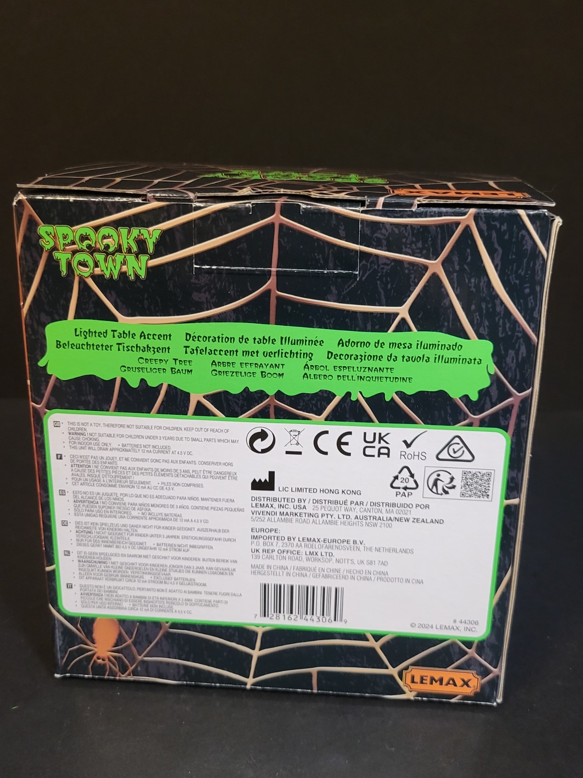 Lemax Spooky Town Halloween Village Creepy Tree 44306 Skulls Haunted Green Light