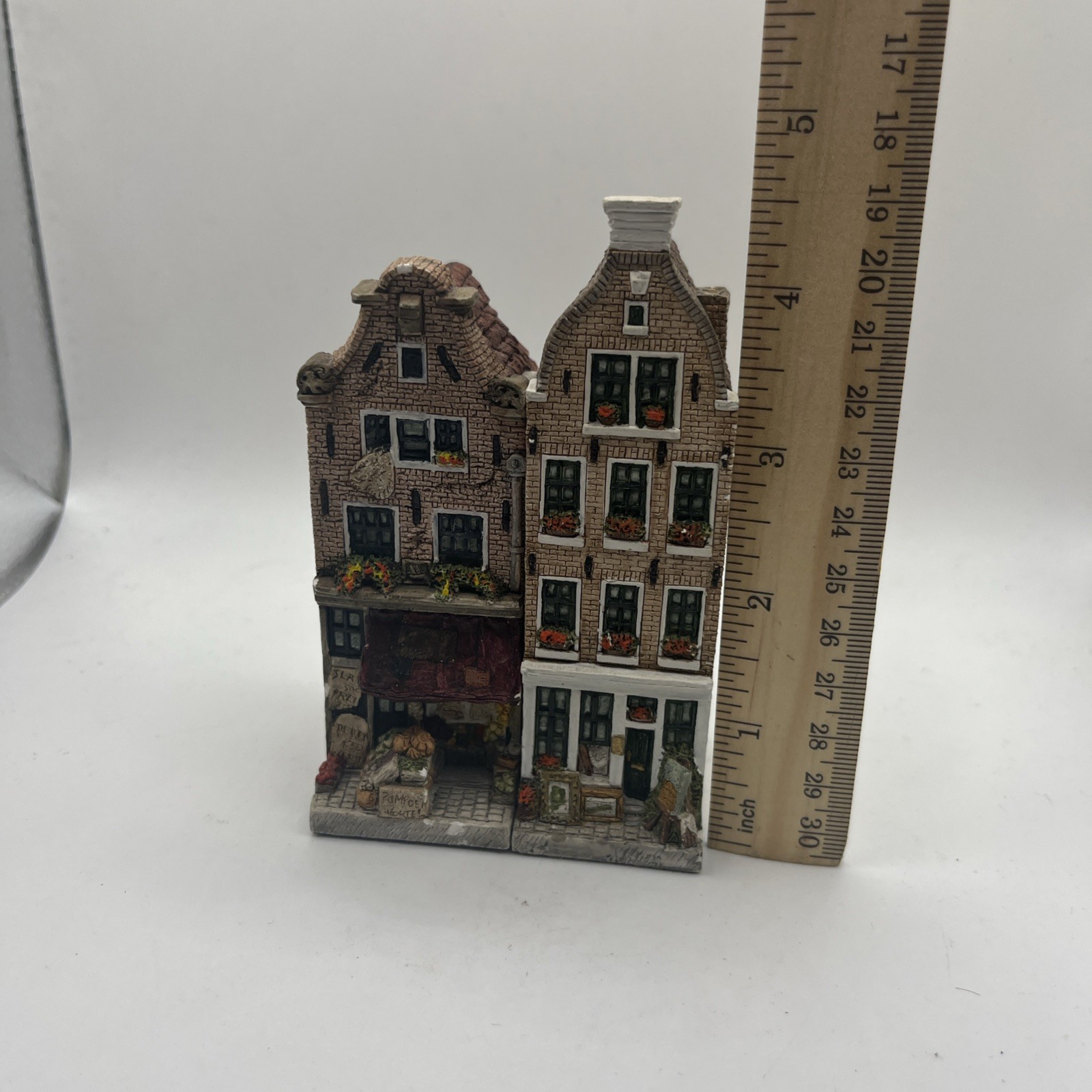 Amsterdam Streets Miniature Houses 4.5” Hand Painted Lot Of 2