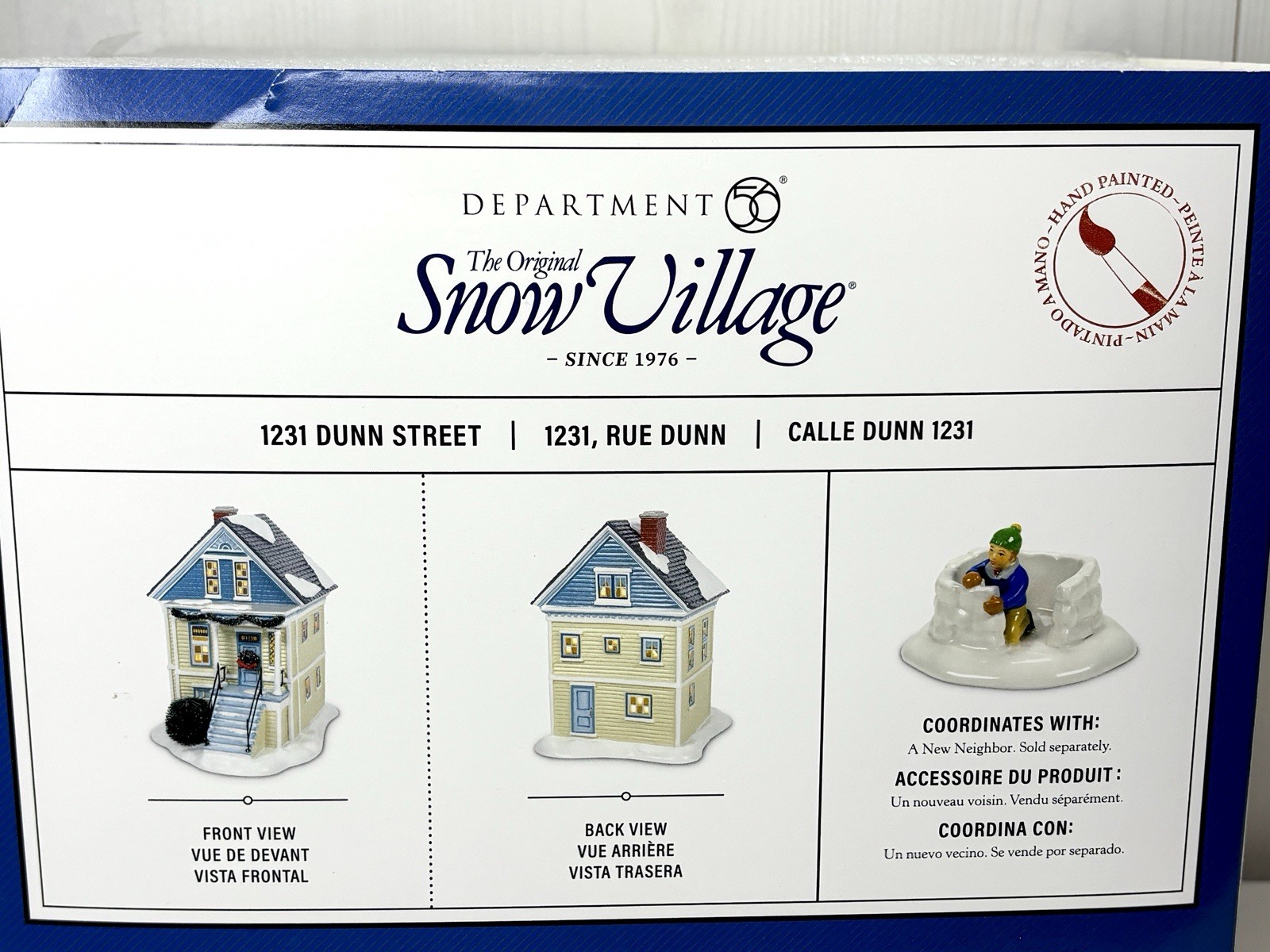 Department 56 Snow Village 1231 Dunn Street 2023 Lighted Yellow House 6011428