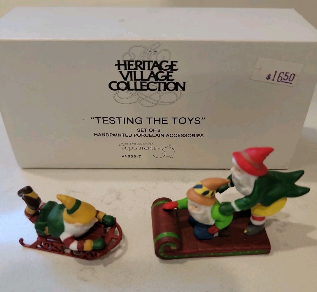 Department 56 “Testing The Toys” 5605-7 Figurines Heritage Village Set of 2