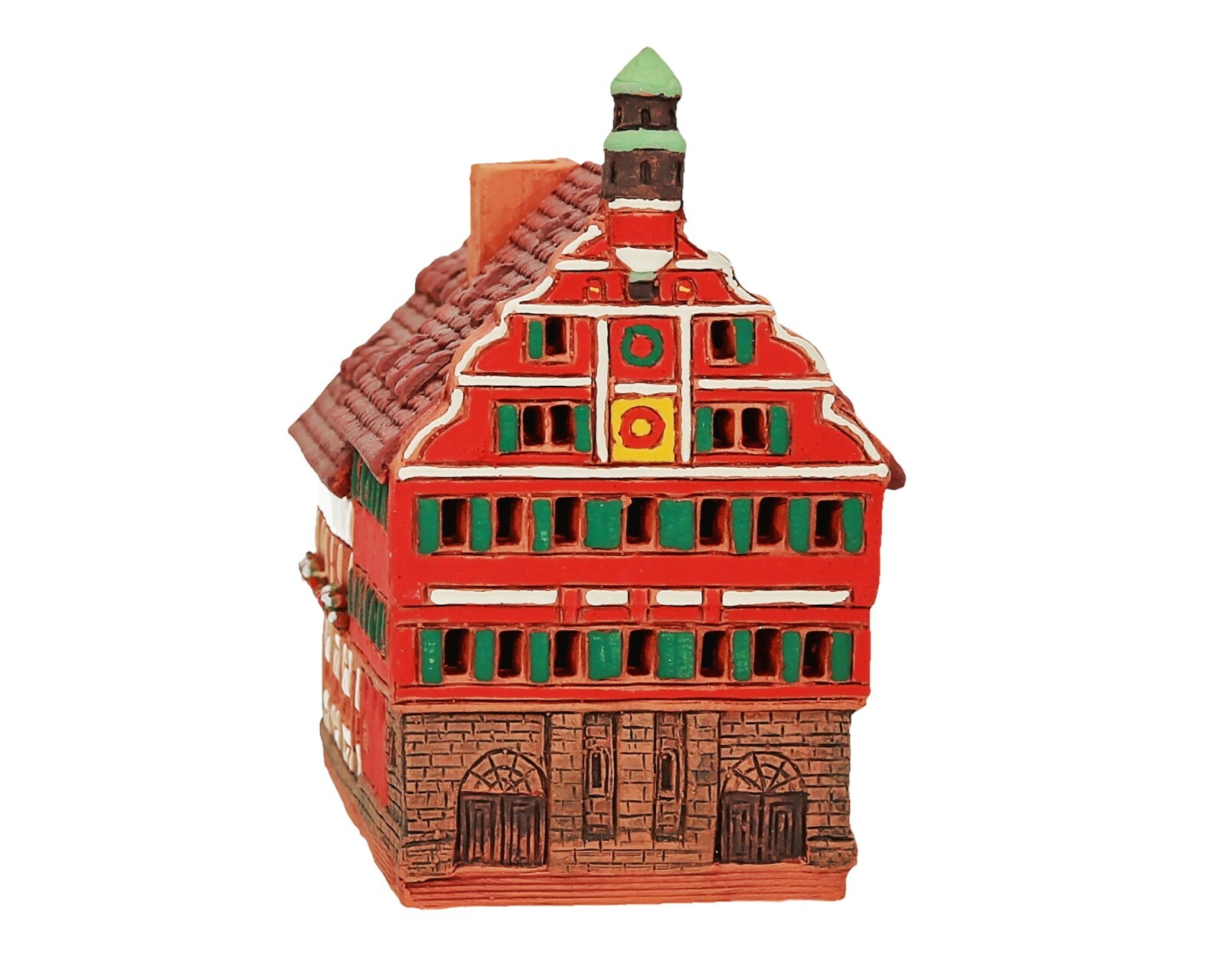 Ceramic Miniature House Cone Incense Burner Town Hall in Esslingen 11cm © Midene