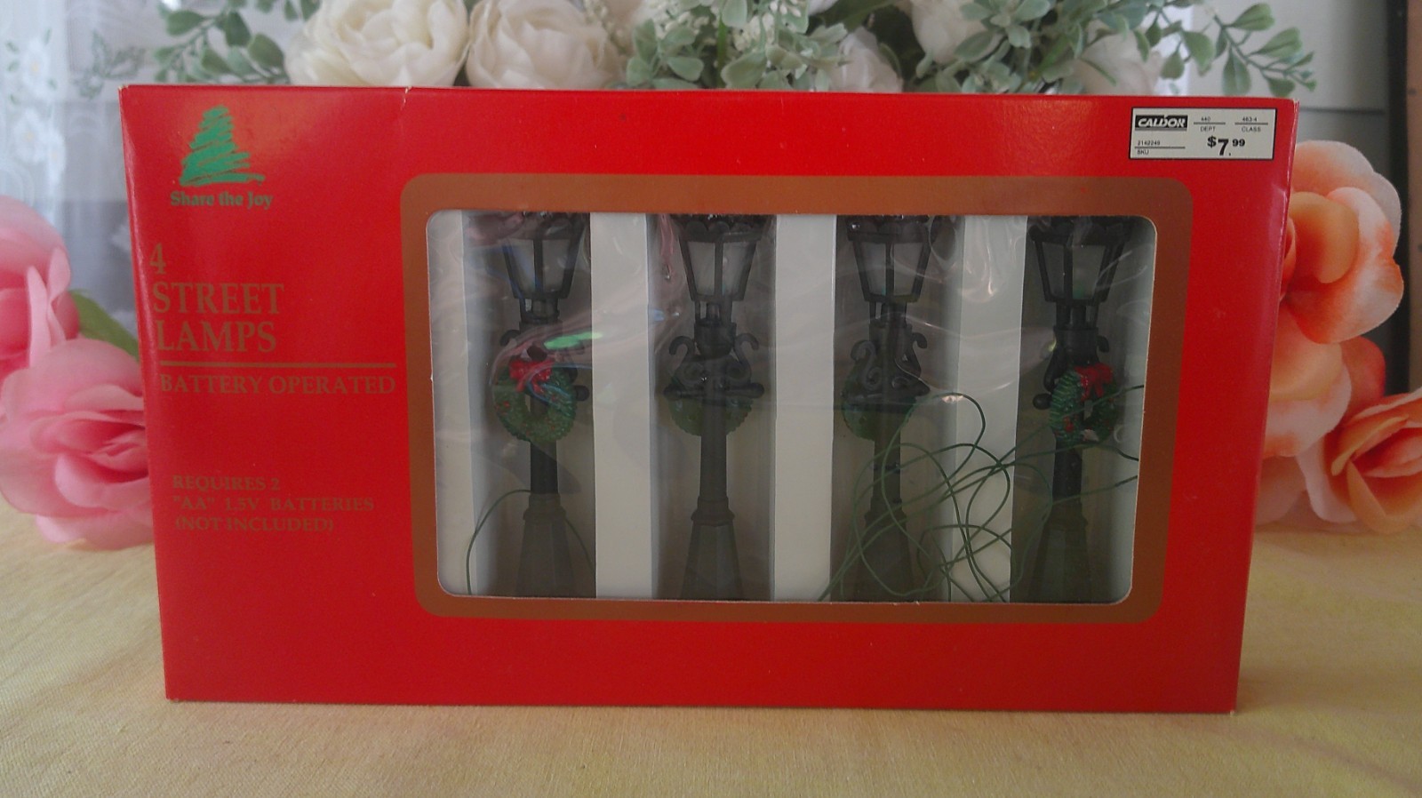 Vintage Caldor Set of 4 STREETLAMPS LIGHTS Christmas Village Accessory