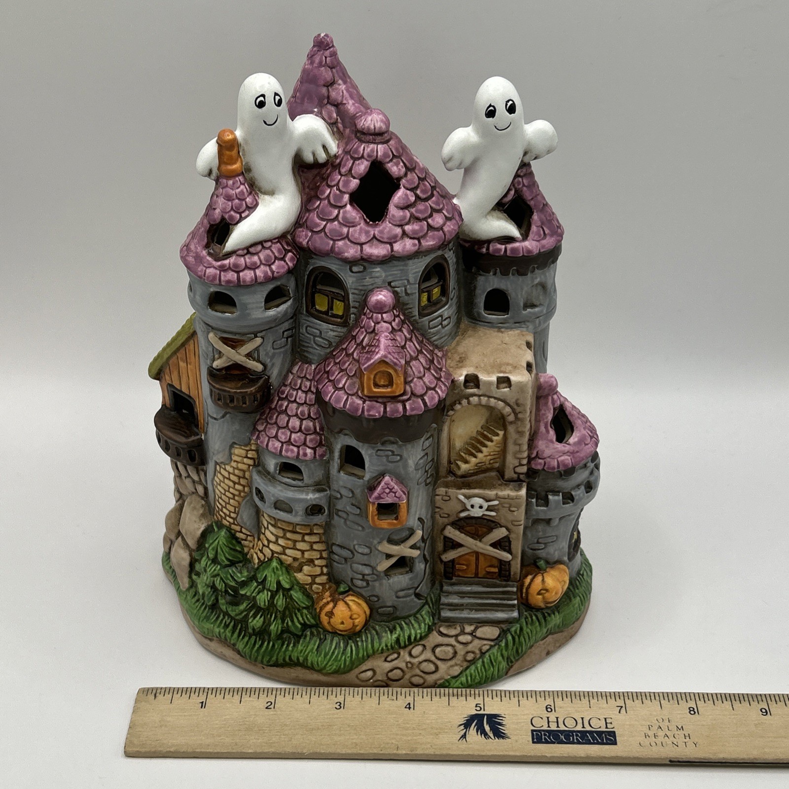 1989 Colonial Village Lefton China Haunted Castle Byron Wood Halloween Vintage
