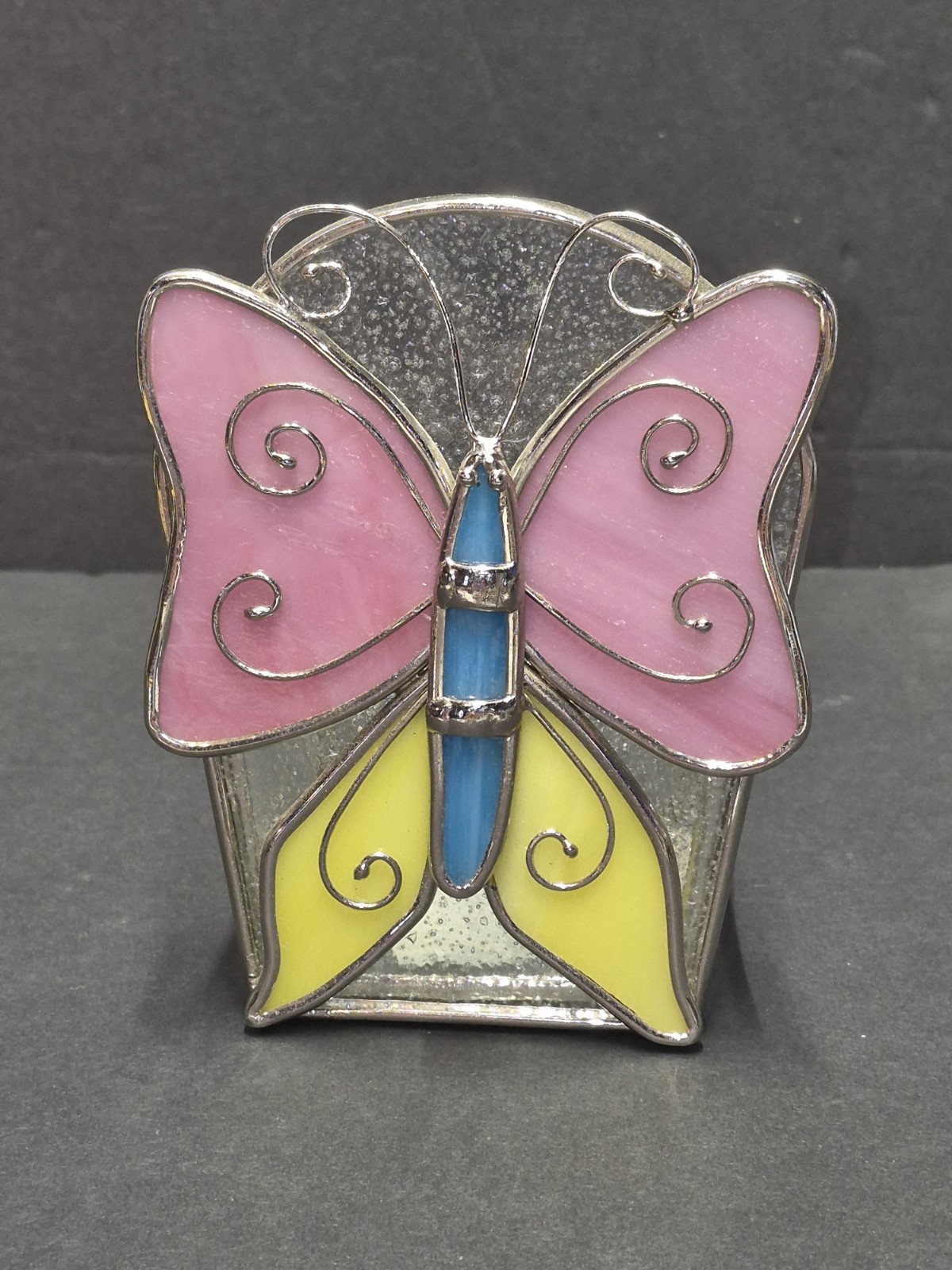 Stained Butterfly House Votive Flameless Tea Light Candle Holder