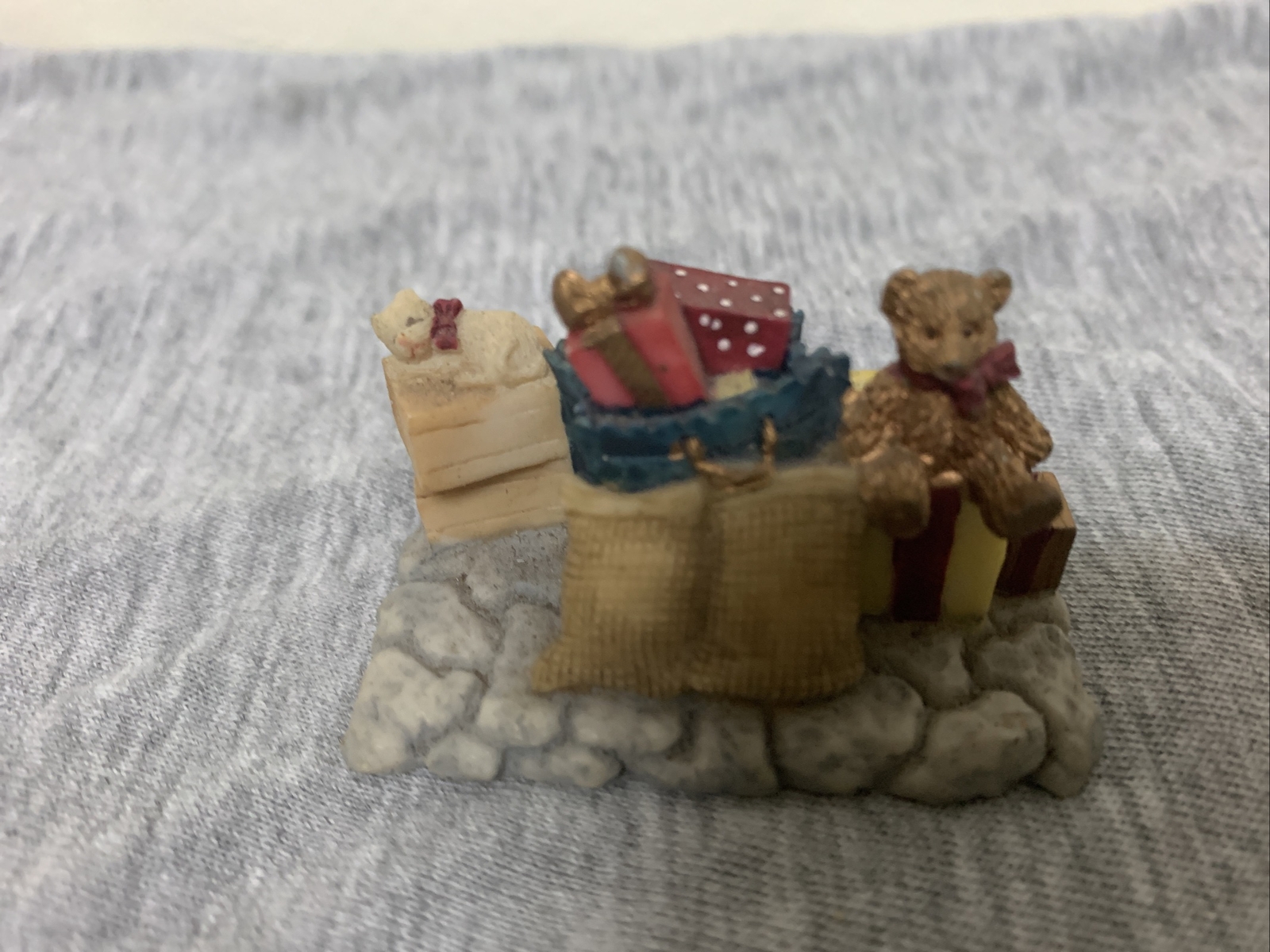 Vintage Resin Christmas Village Presents Gathering Figurine