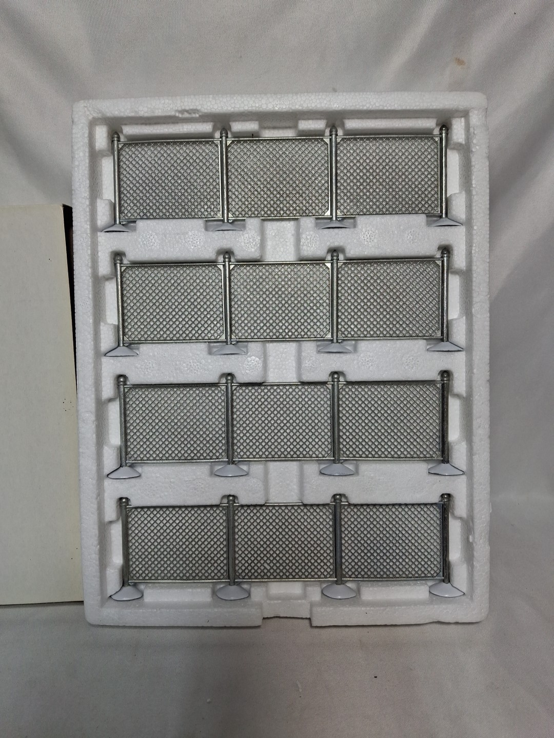 Vtg Department 56 Christmas MIni Snow Village Chain Link Fence, Set of 4, 5234-3