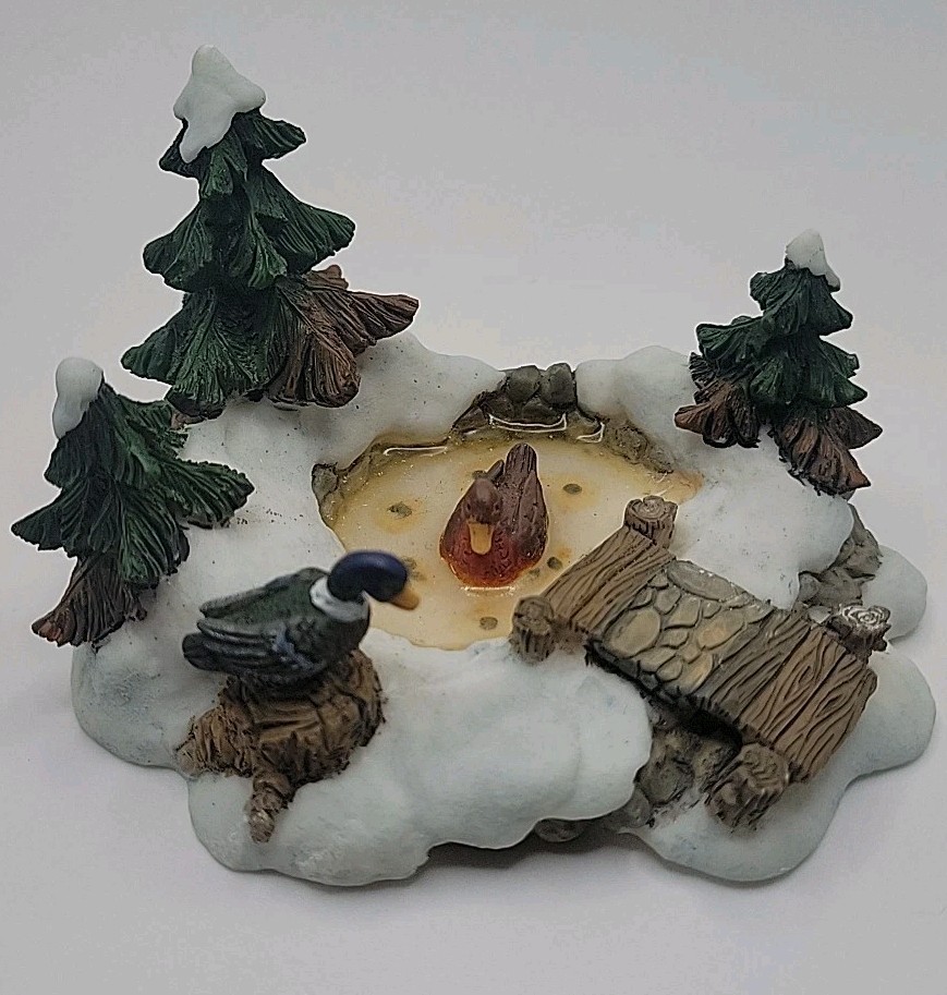 Christmas Village Holiday Winter Pond Accessory Ducks Wildlife Holiday Time