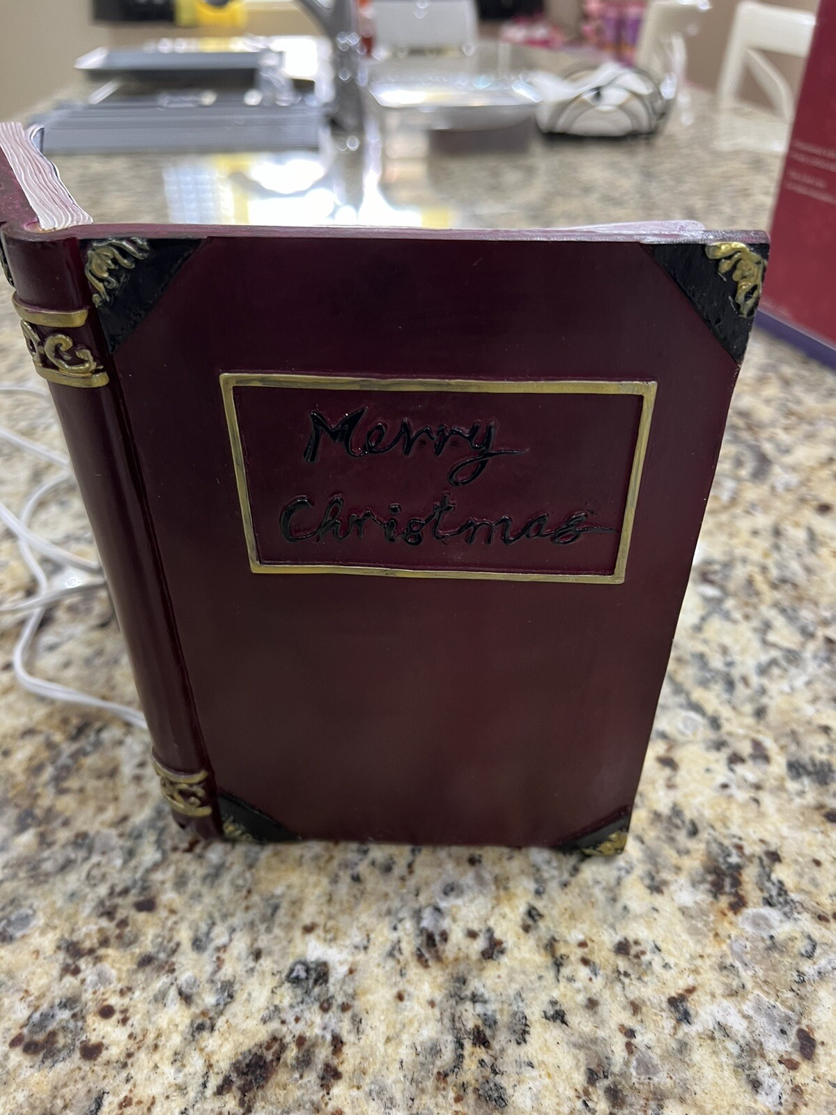 Christmas Collection Lighted House inside Merry Christmas Book 10” X 8”