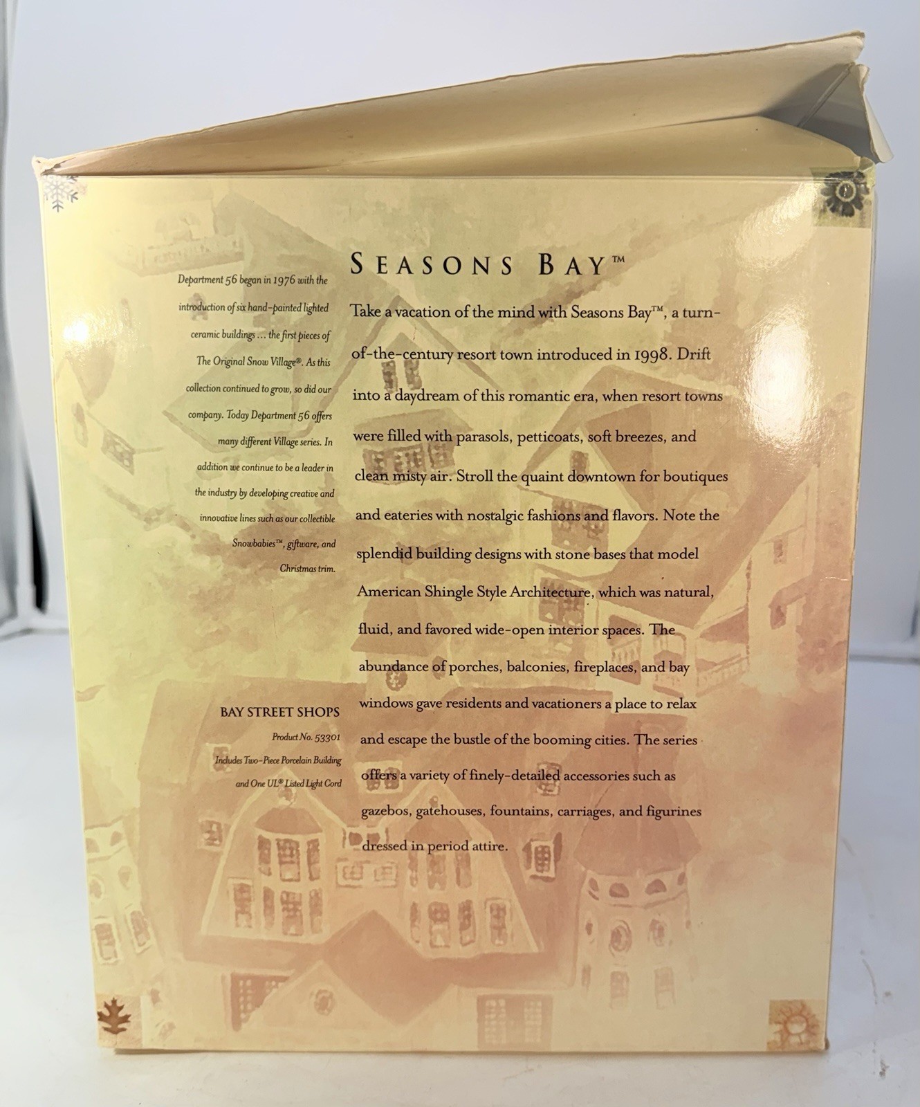 Dept 56 Seasons Bay – Bay Street Shops Set of 2 W/Maggies Millinery & Light 1998