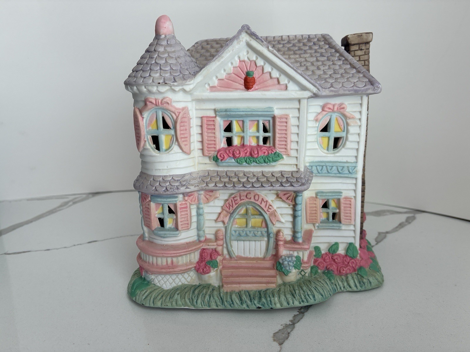 Lighted Victorian House from Cottontail Lane Springtime Collection of Cottages