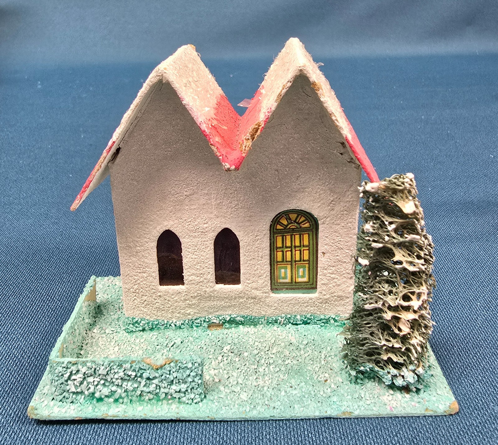 Vintage lot of 6 Putz Mica Christmas Houses Cardboard Made in Japan & Taiwan