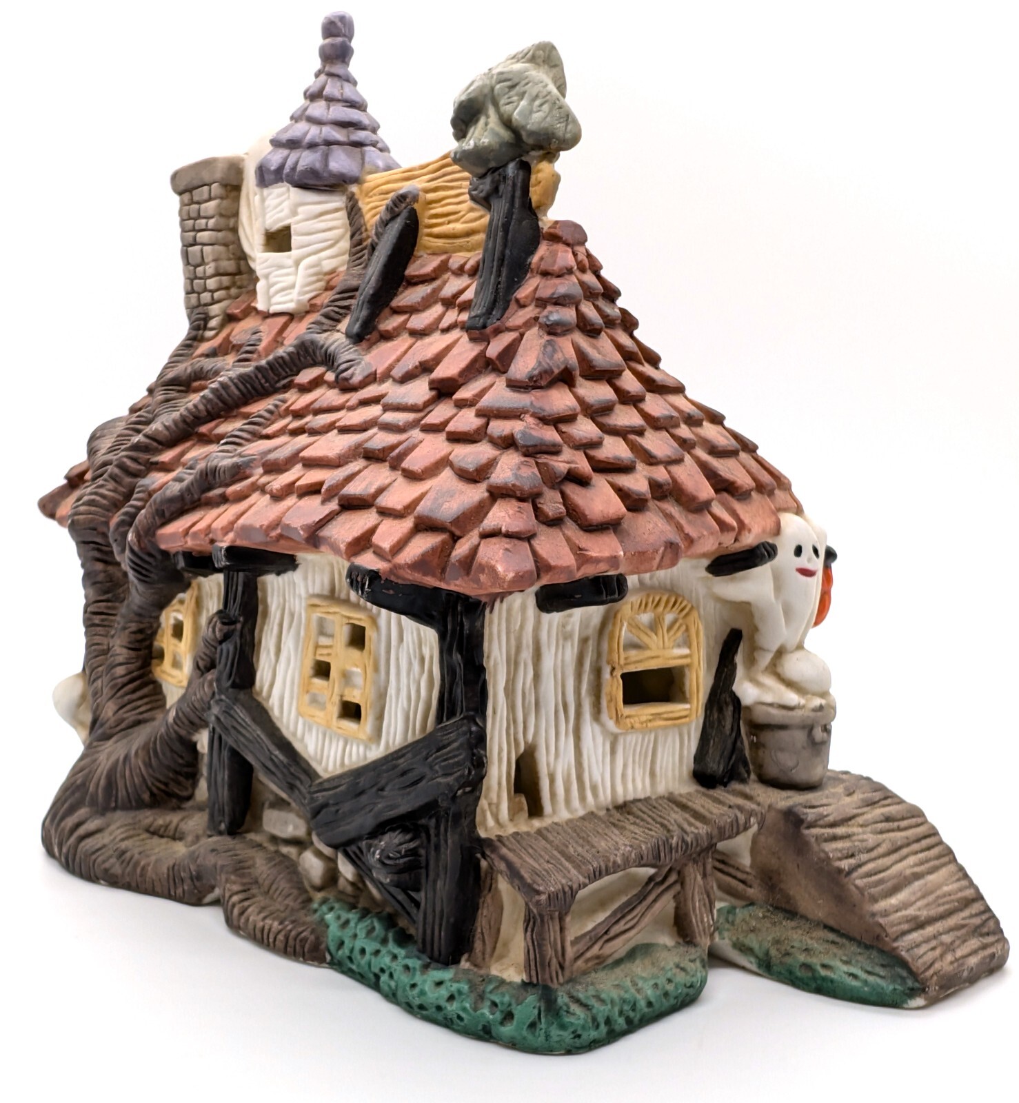 Spooky Hollow Lighted Halloween Train Station ~ Ghosts Black Cat Clock Pumpkins