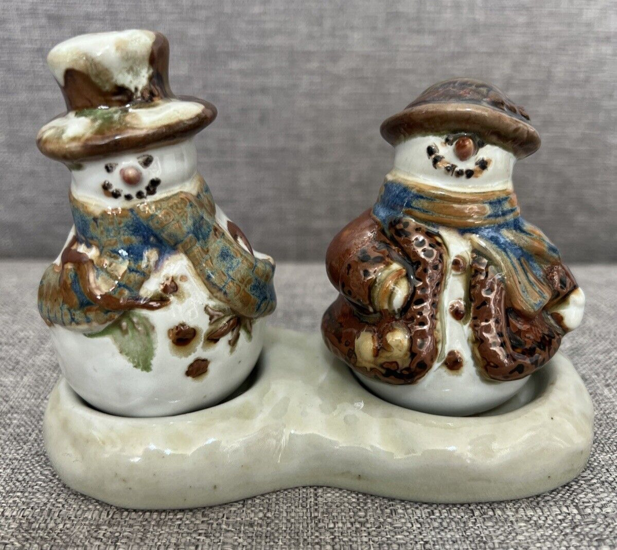 St. Nicholas Square Forest Friends Salt & Pepper Shakers w/Stand Ceramic Glossy