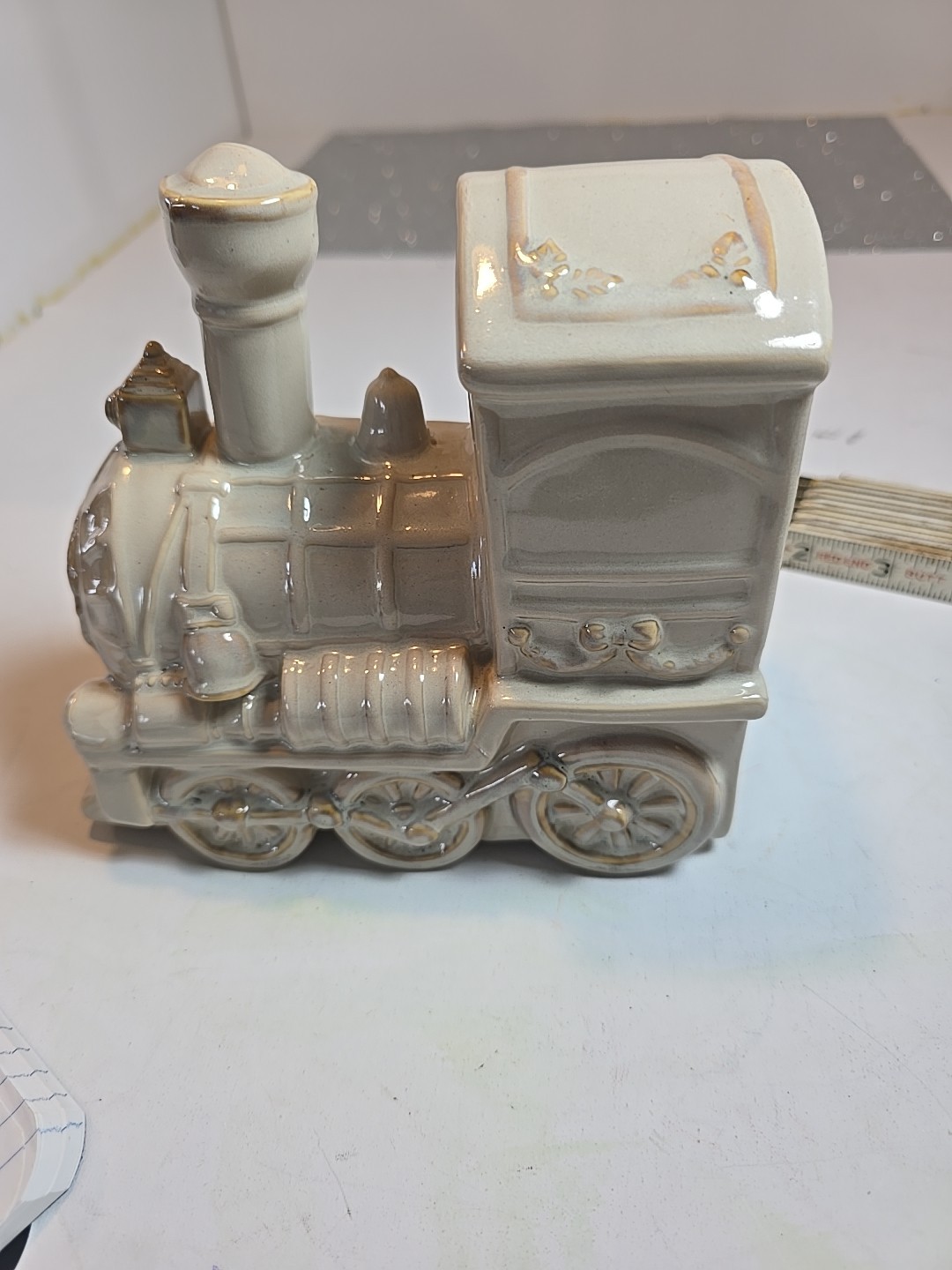 VTG 3-pc. Ceramic Christmas Holiday Train Set With 24K Gold Trim