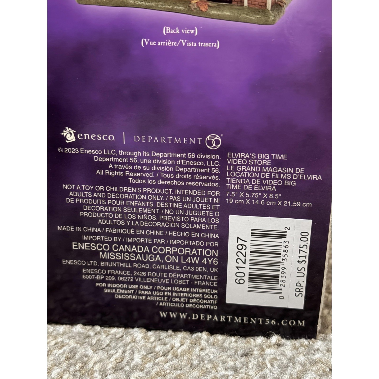 New with Box Dept 56 Elvira Mistress Dark Big Time Video Store Light Village