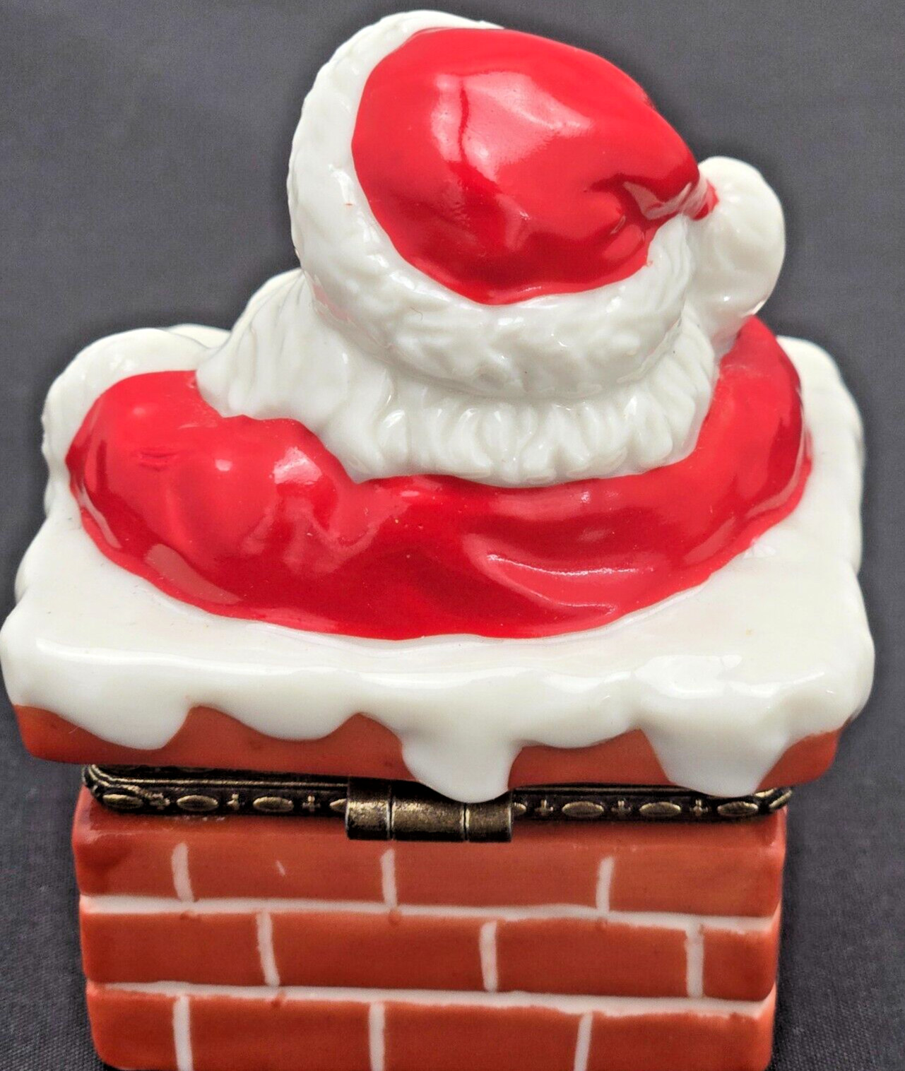 Department 56 Christmas trinket box Santa chimney ho ho ho snow rectangle 2.5×2″
