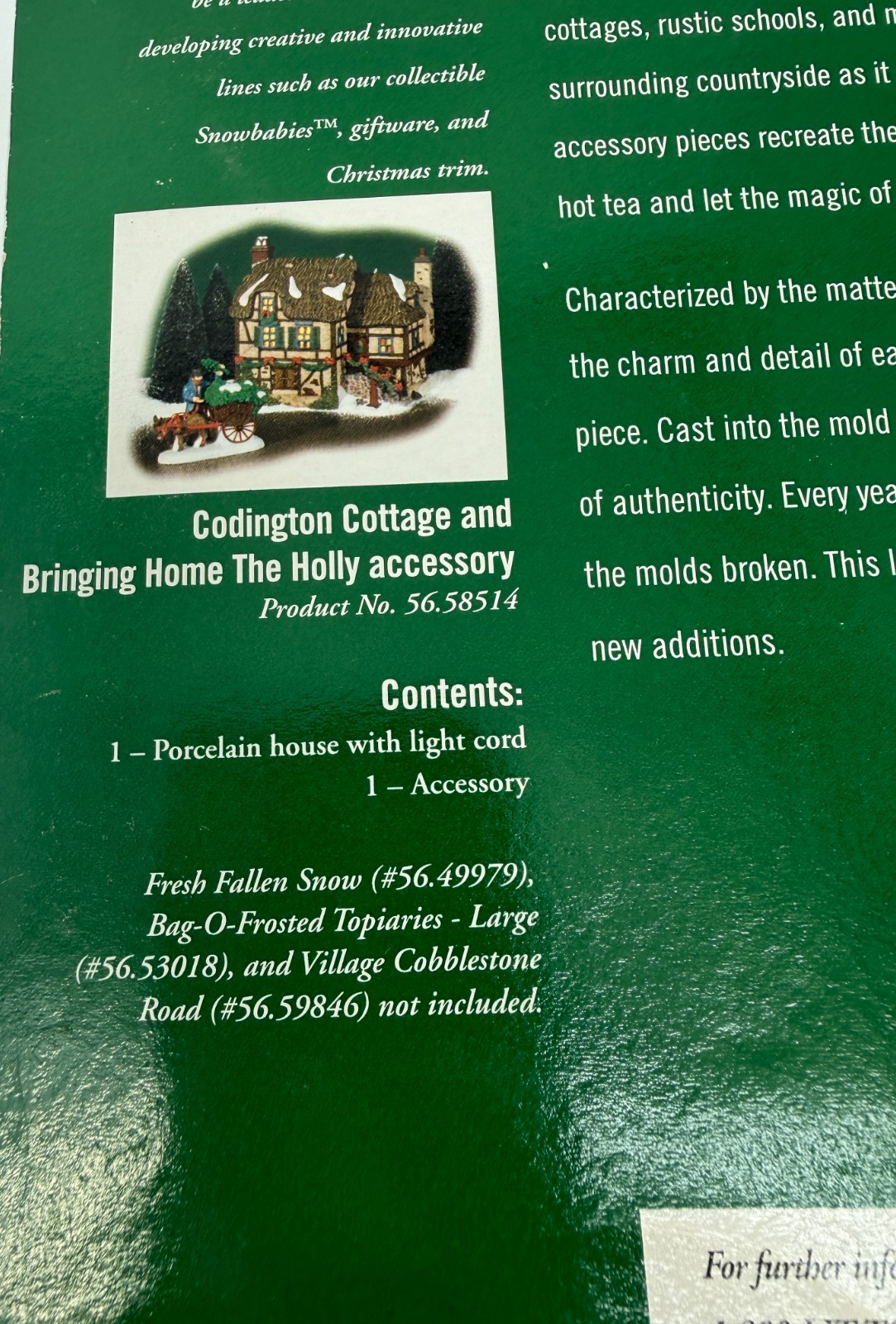 Department 56 Dickens Village Codington Cottage Bringing Home The Holly Set