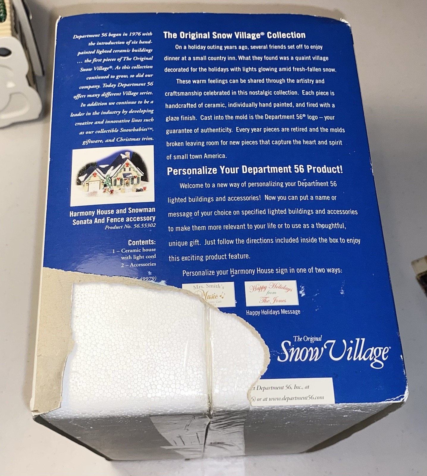Collectors Boxed 2002 Dept 56 – Original Snow Village “Harmony House”
