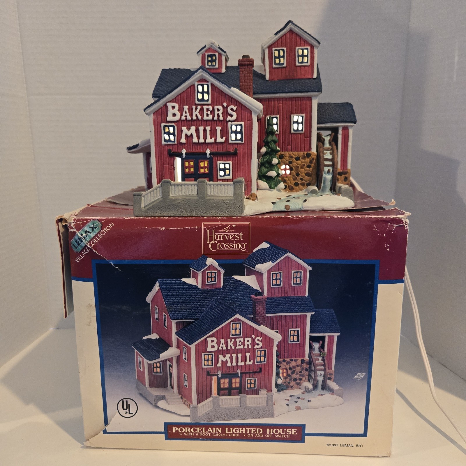 Lemax 1997 Baker’s Mill Harvest Crossing 75240 Water Wheel Rare W Orig. Box