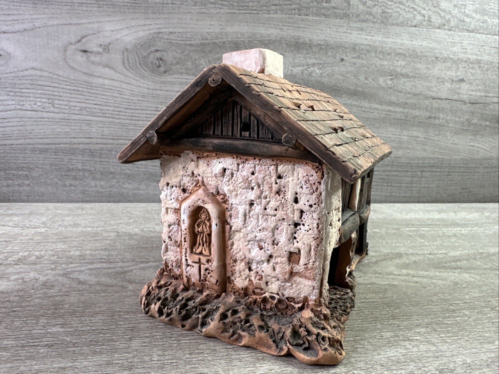 Unknown Signed Handmade Detailed Clay Cottage/Church Home Decor