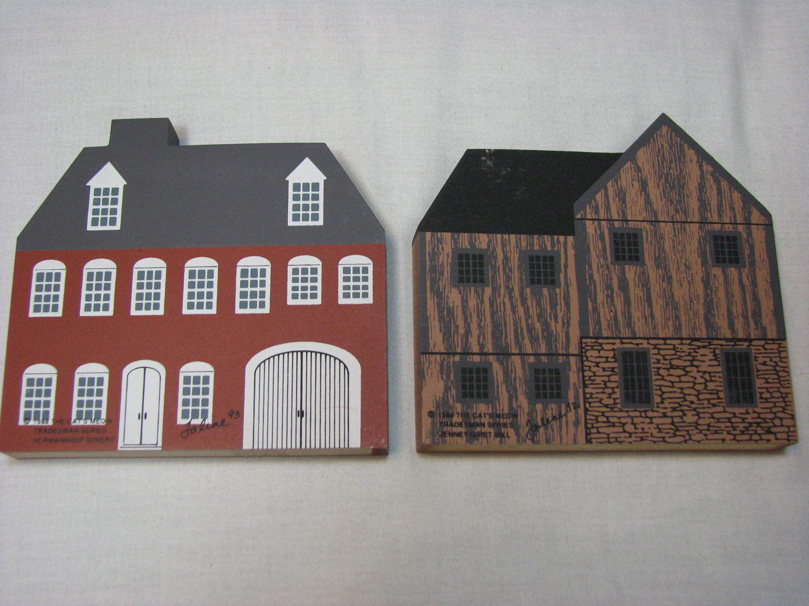LOT Cats Meow Village Signed Faline Tradesman Series Winery Mill Candy Wheel Co