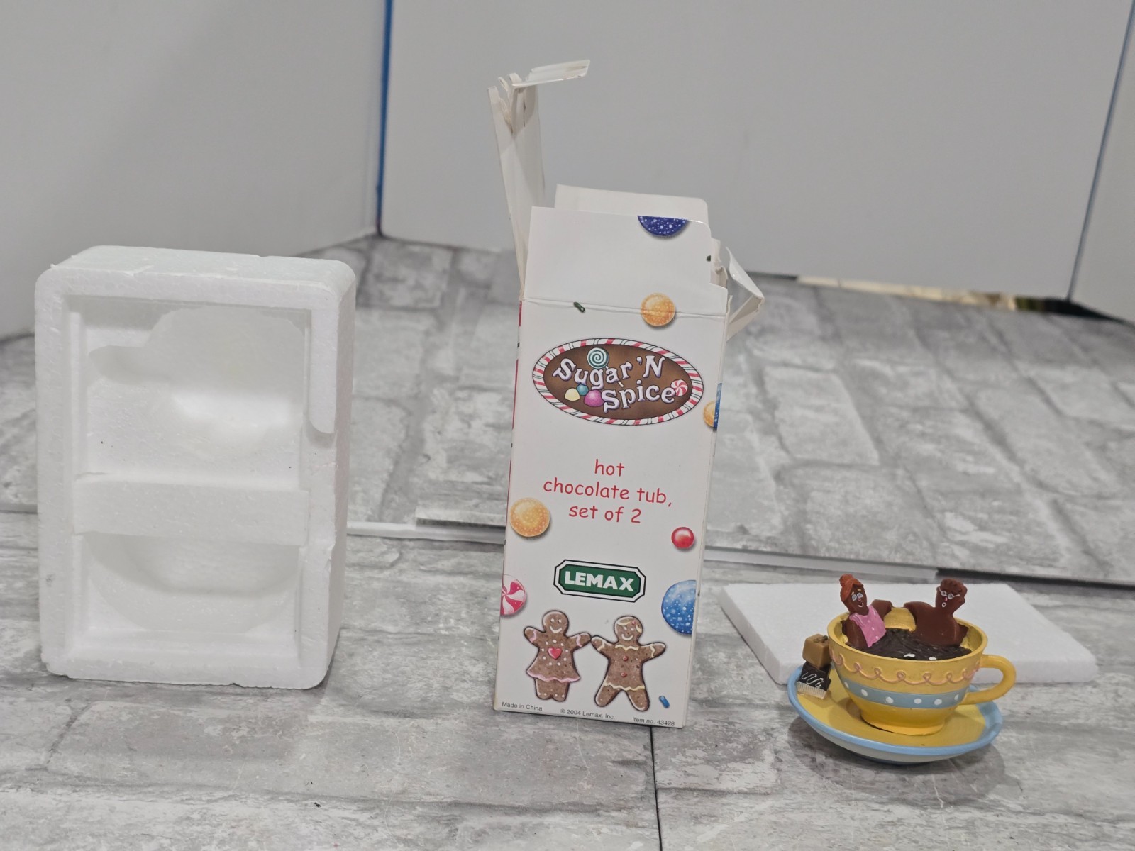 VTG Lemax Christmas Village Sugar N Spice Hot Chocolate Tub Set #43428 With Box