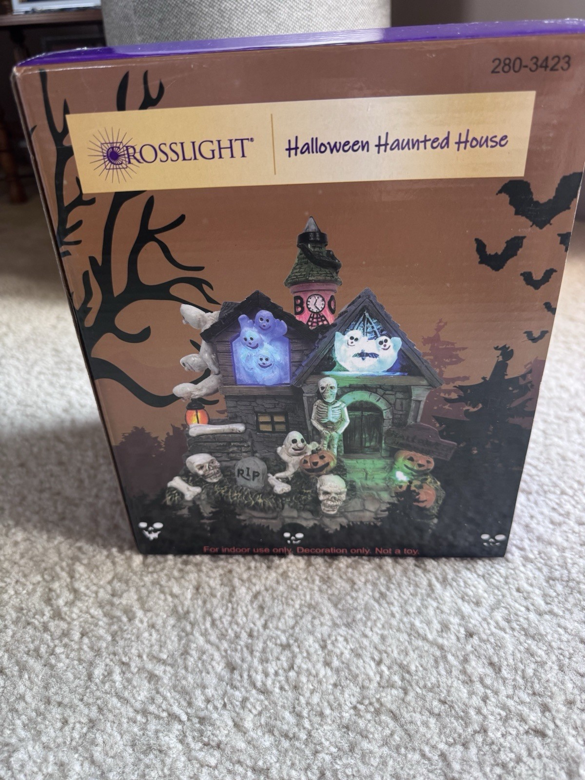 Crosslight Lighted Halloween Village Haunted House Polyresin 8.46″ Multicolor
