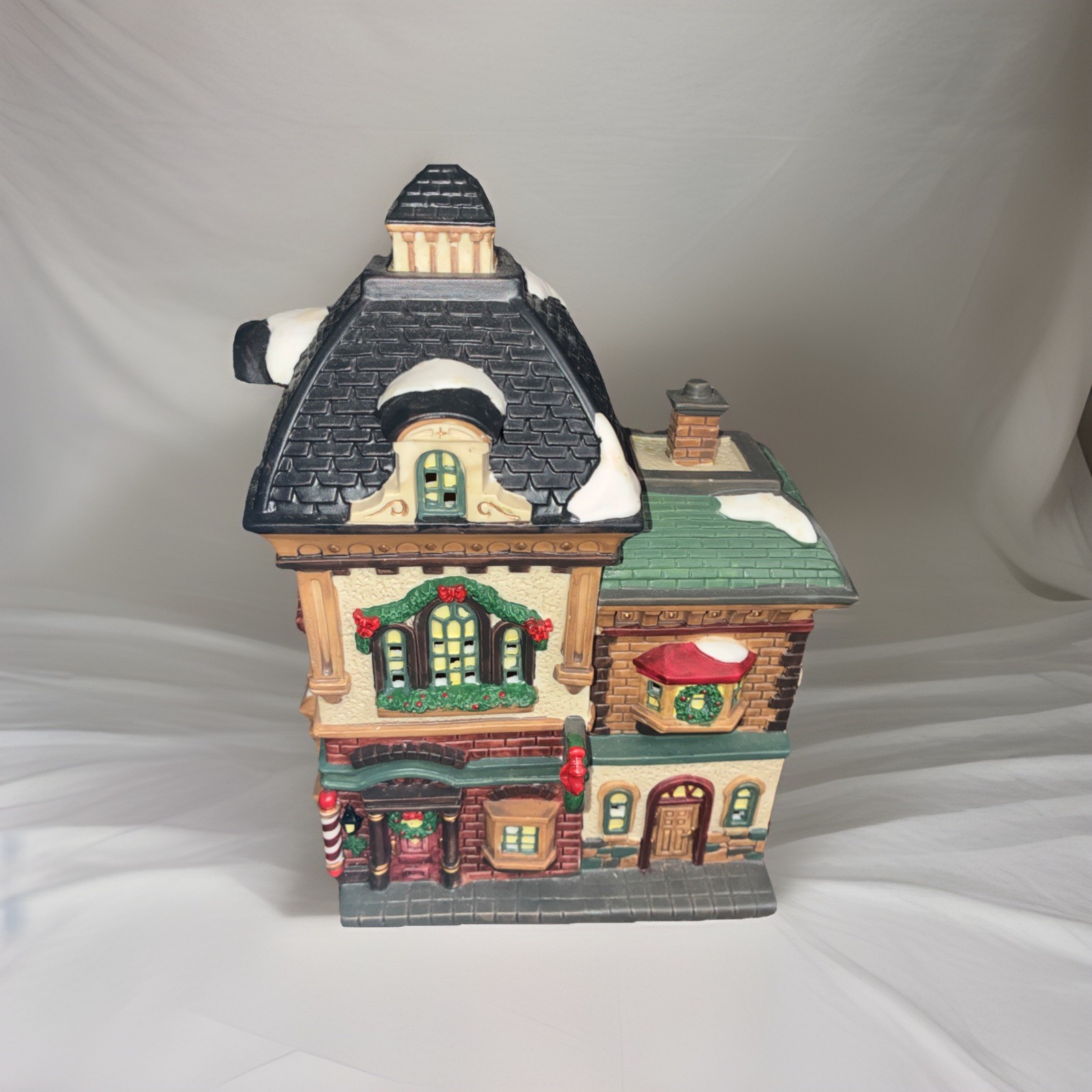Vintage Christmas Heartland Valley Village Barber Shop Deluxe Porcelain Limited