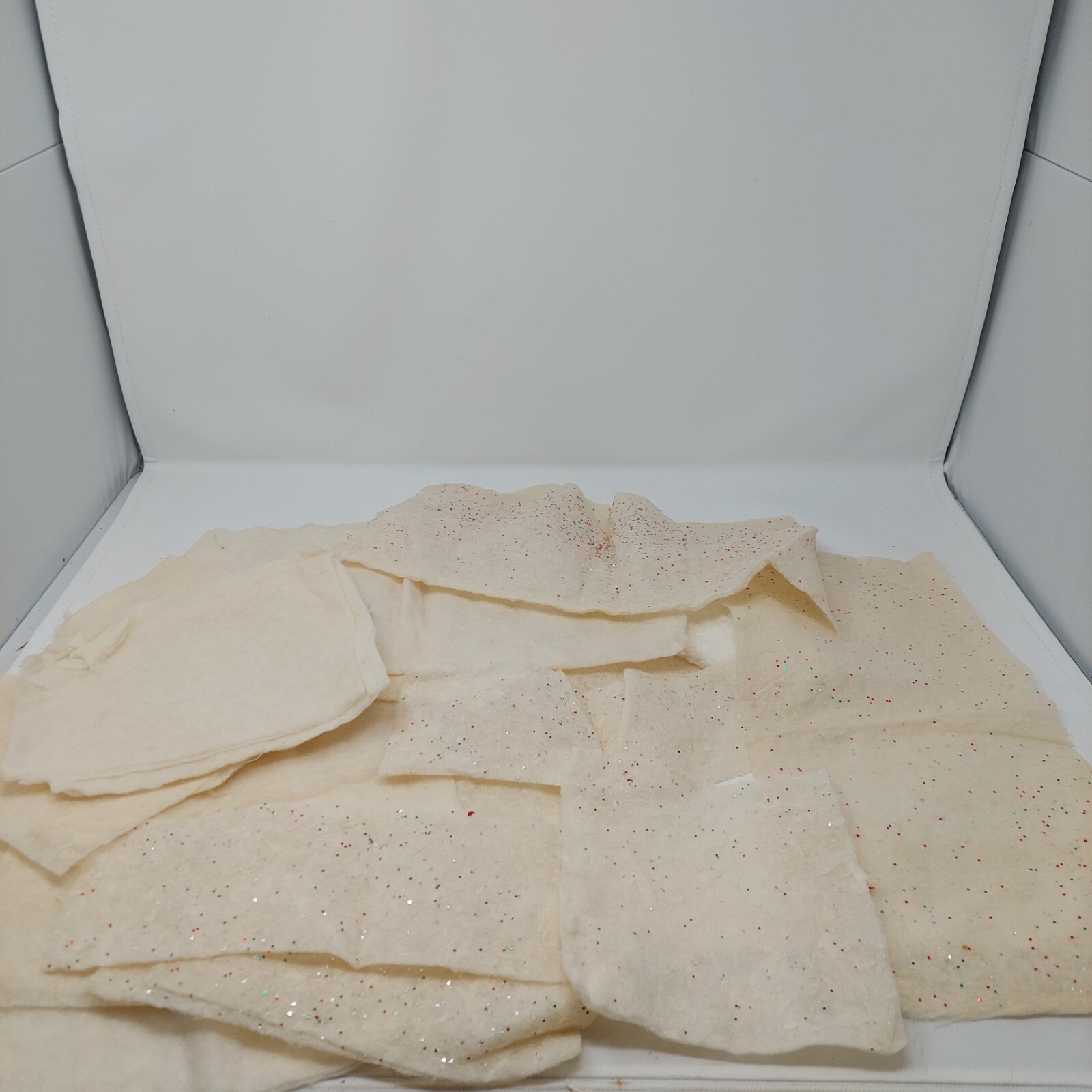 Christmas Village Snow Blanket Felt Cream With Glitter Soft Fluffy Decorative