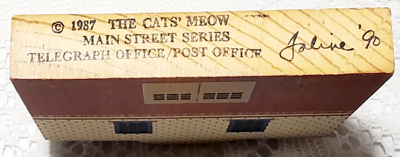 Lot of 4 The Cats Meow 1987 & 1988 Wood Shelf Sitter Post Office & Telegraph Vtg