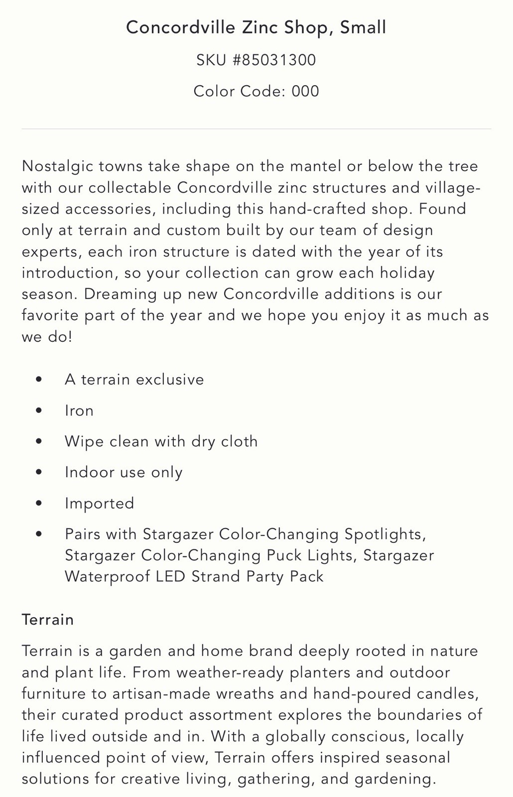 Terrain Concordville Zinc Village Collection Small Shop Anthropologie 2023