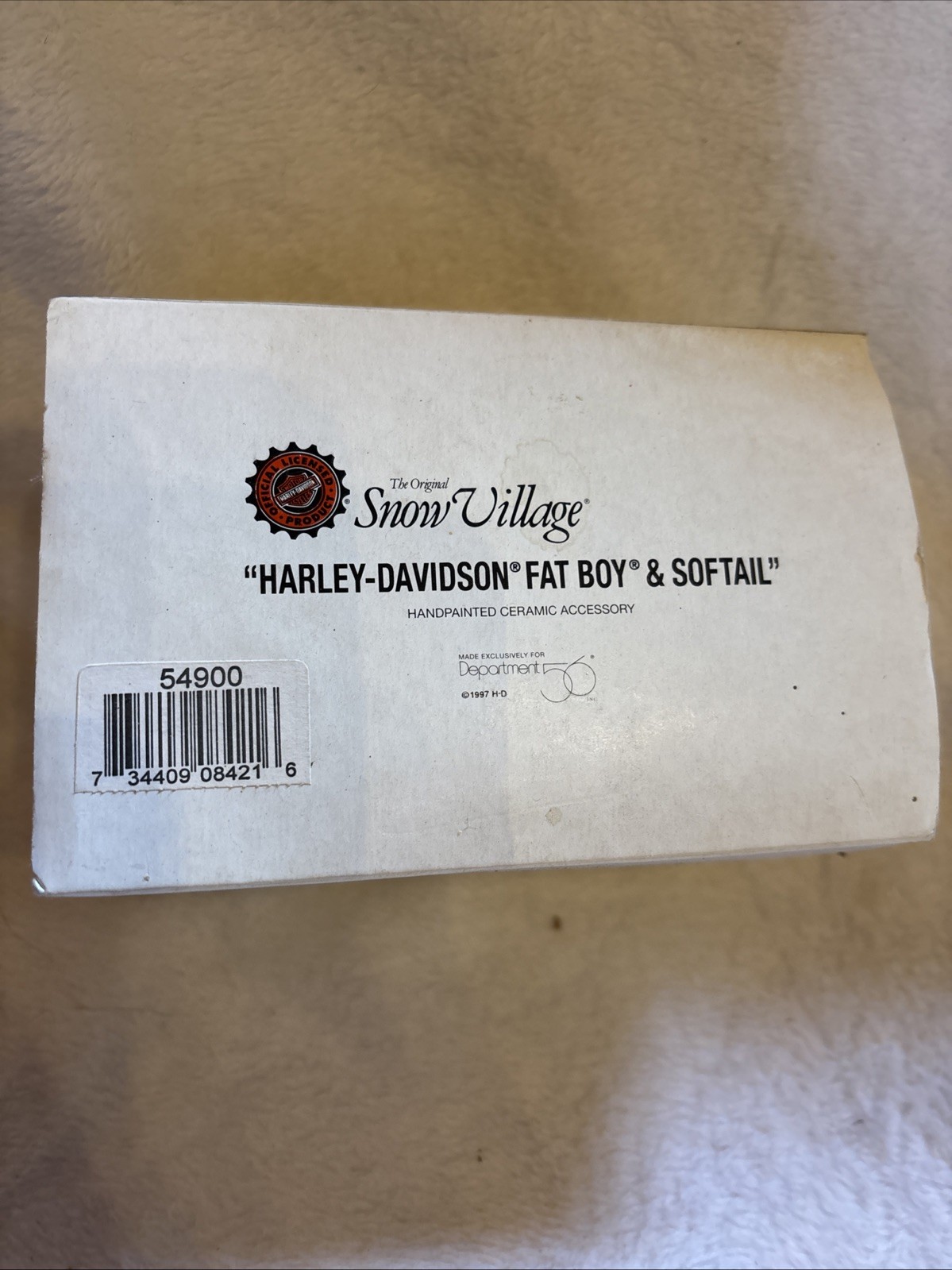 Dept 56 Harley Davidson Fat Boy & Softail Snow Village 4.5″ in Box Snow Village