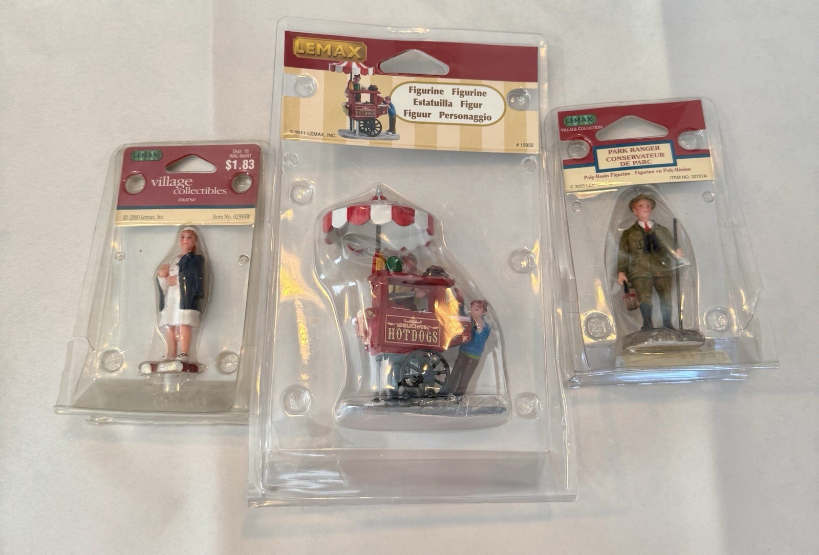 Lot Of 3 New In Package LEMAX Figures, Ranger, Nurse, Hot Dog Stand *READ*
