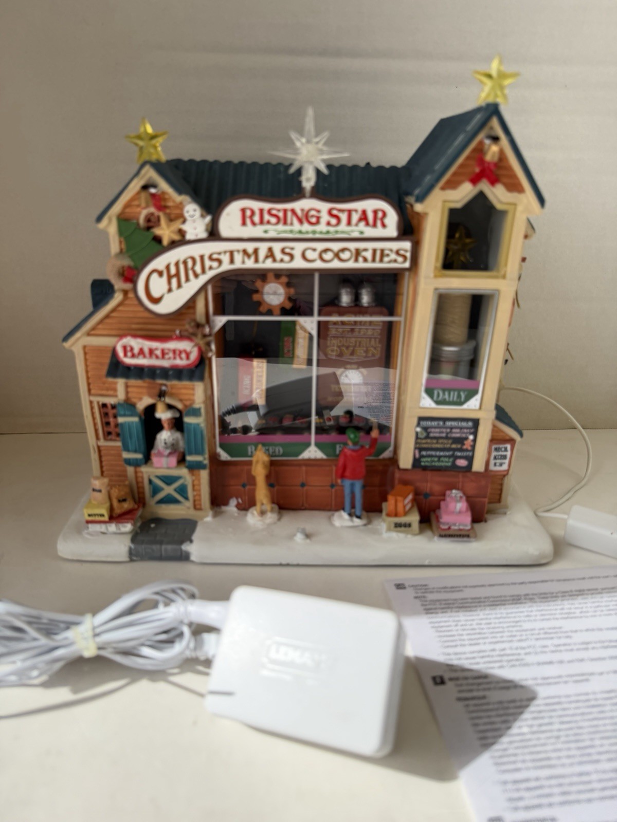 Lemax Rising Star Bakery # 35557 Christmas Cookies Factory Holiday Village READ