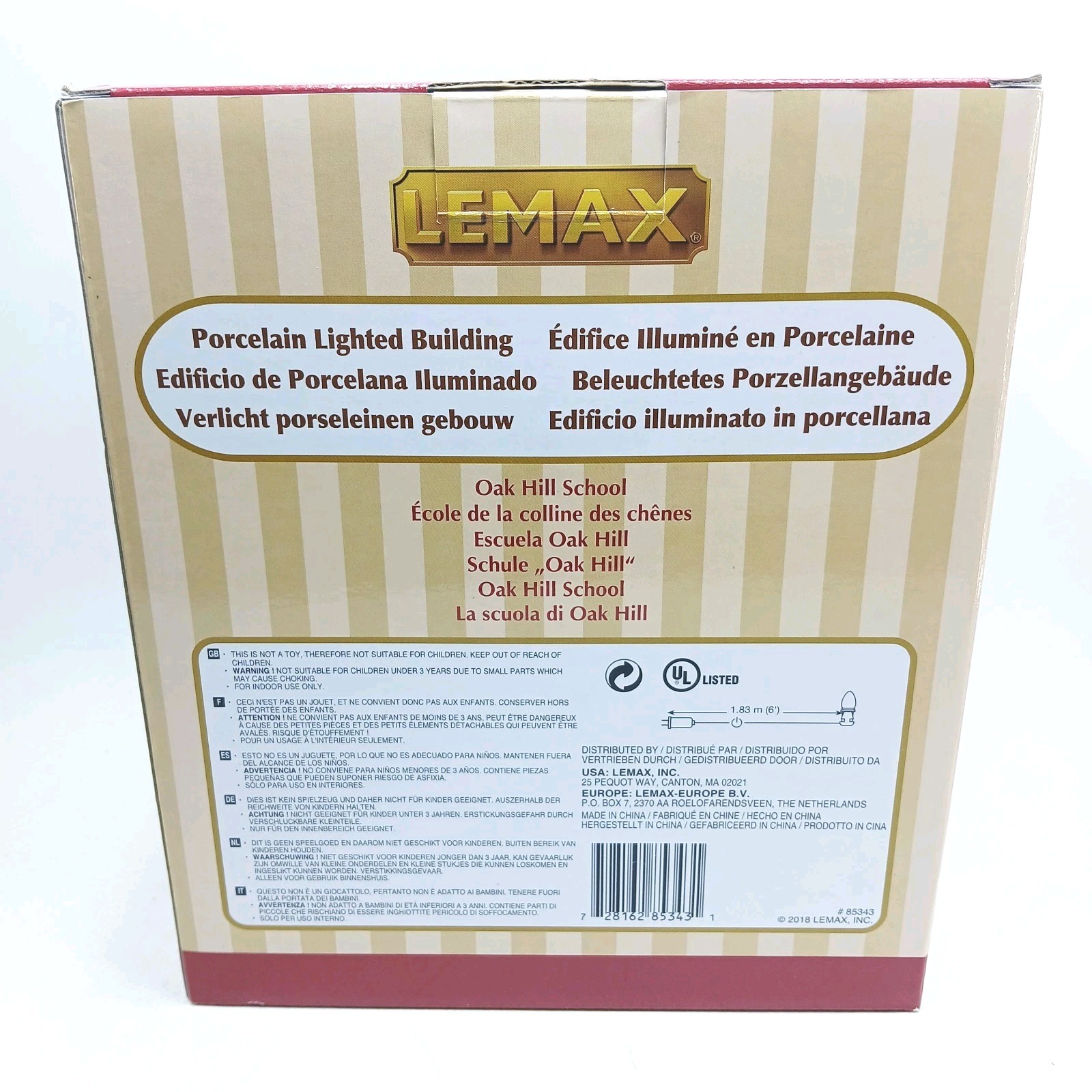 2018 Lemax Oak Hill Elementary School Toy Drive Village Collection NEVER OUT BOX