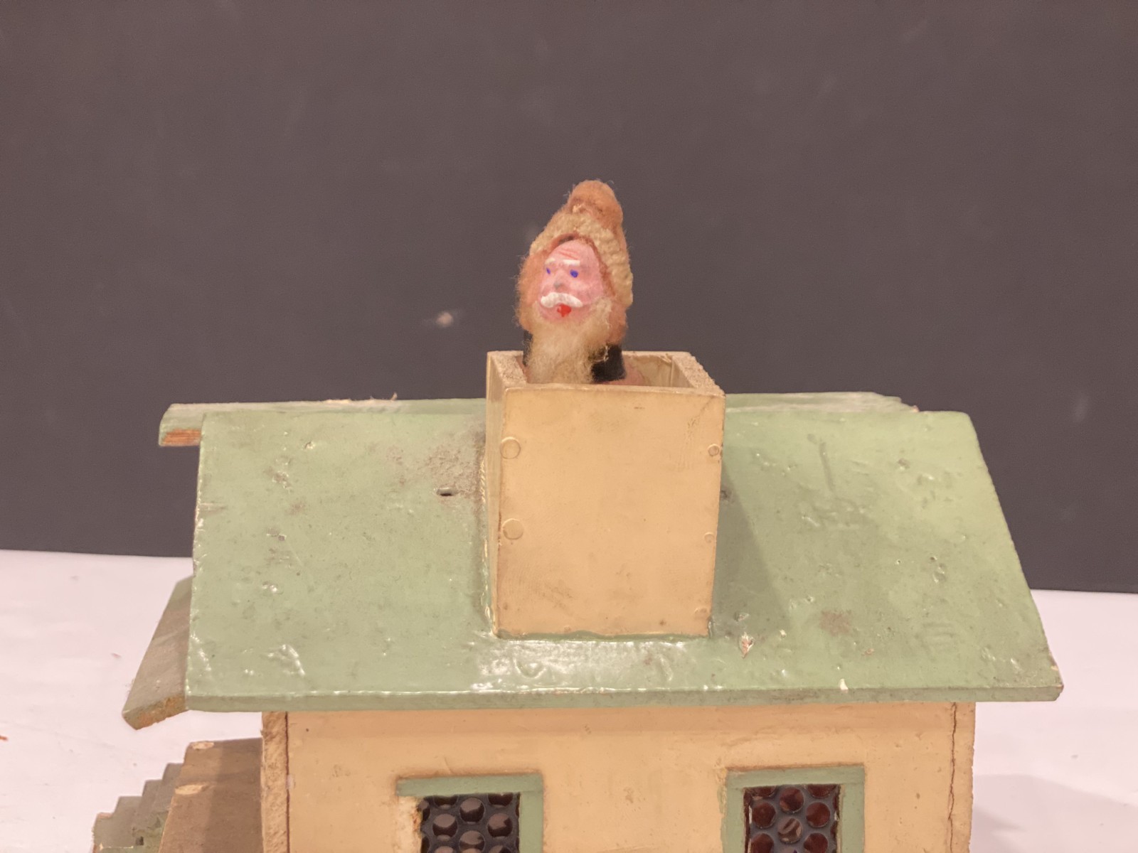 Antique Miniature Erzgebirge Putz Wooden Village House’s Farm Carved Animals