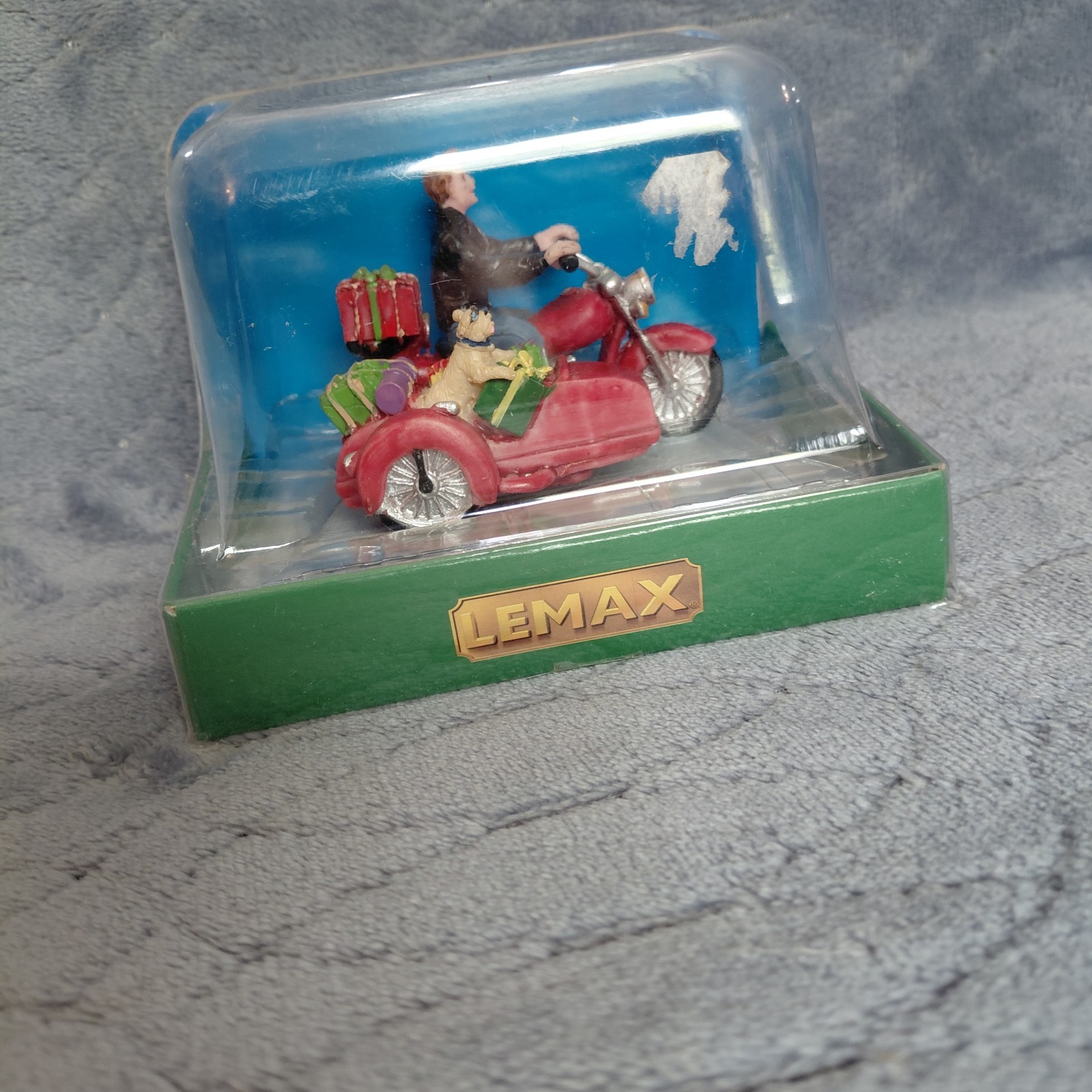 New / Unopened Lemax Christmas Village Side Car Santa Set Motorcycle W Dog NOS