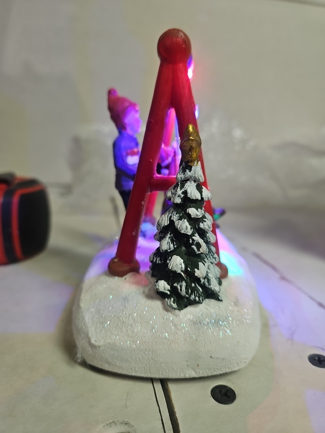 FG Square LED Lighted Swing in the Snow for Christmas Village in Box