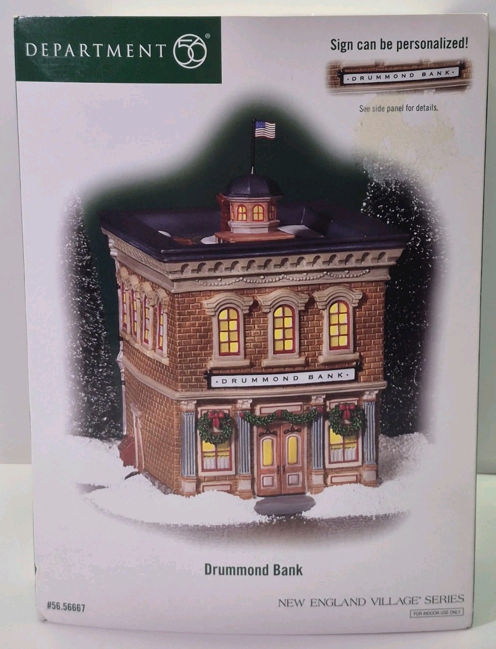 Department 56 New England Village #56.56667 Drummond Bank Mint but No Flag