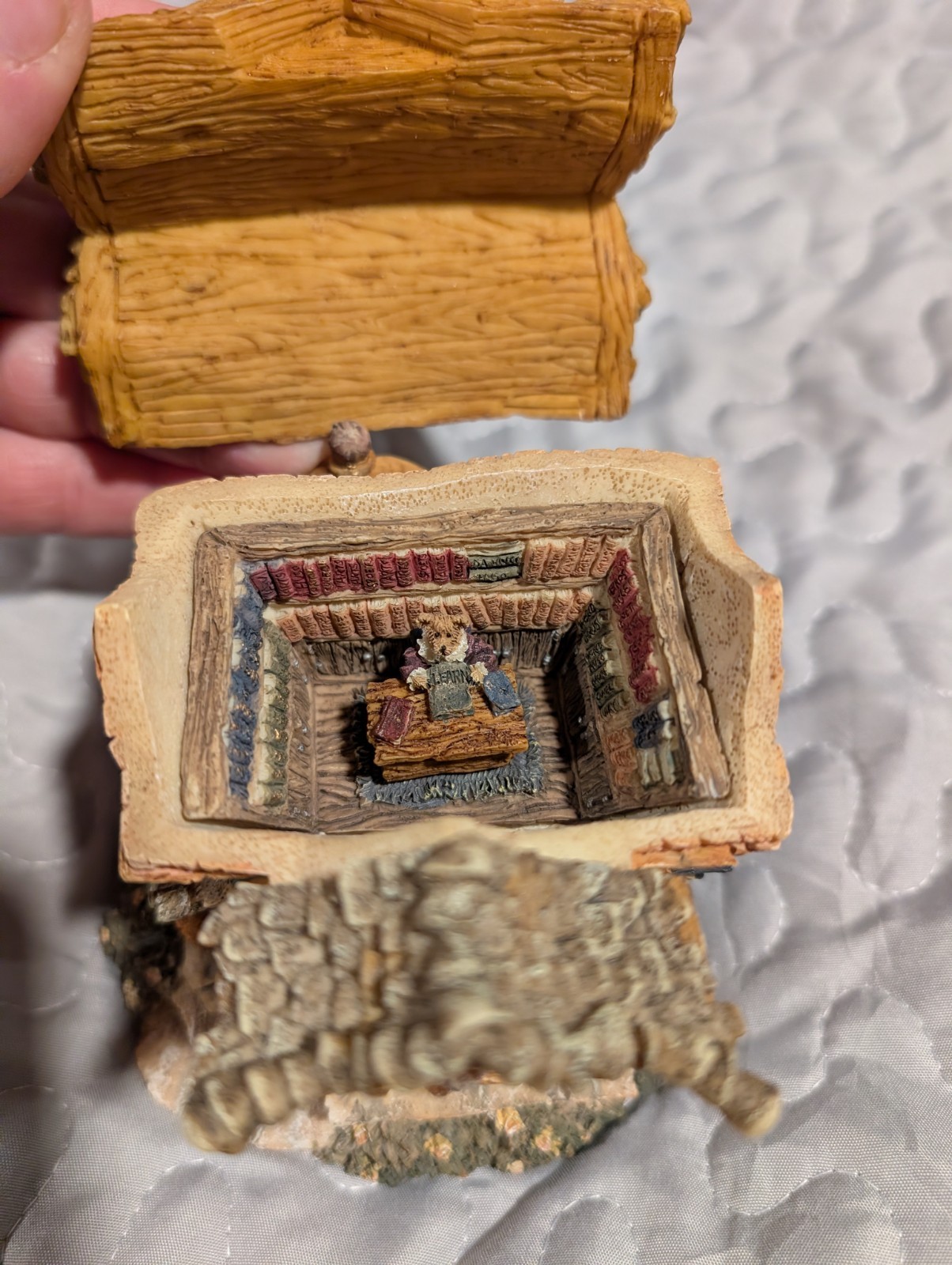 Boyds Bearly-Built Villages Boyds Town Public Library House Resin Painted Boxed