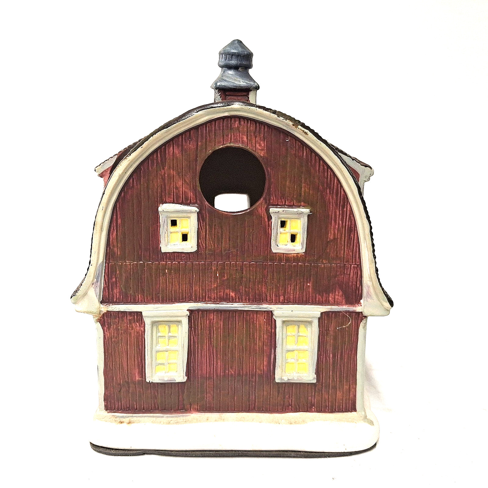 Cross Creek Dairy Barn Lighted Ceramic Village House Farm Christmas Decor Vintag