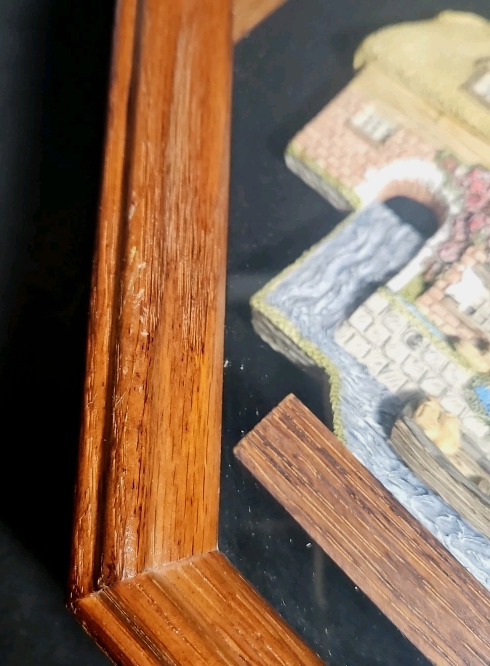 Wood Shadowbox David Winter “Pershore Mill” Porcelain Wall Art
