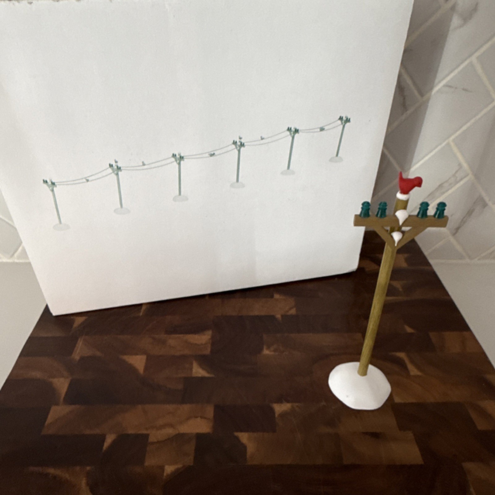 Department 56 Village Telephone Poles Set of 6 Painted Mixed Materials Boxed