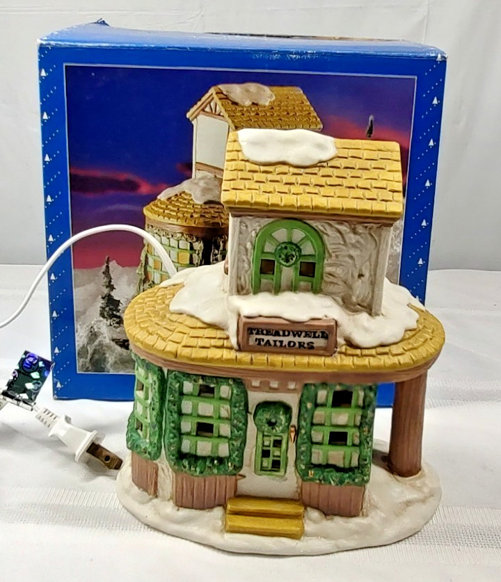 Mercuries Vintage Village Treadwell Tailors Christmas Lighted House Holiday Time
