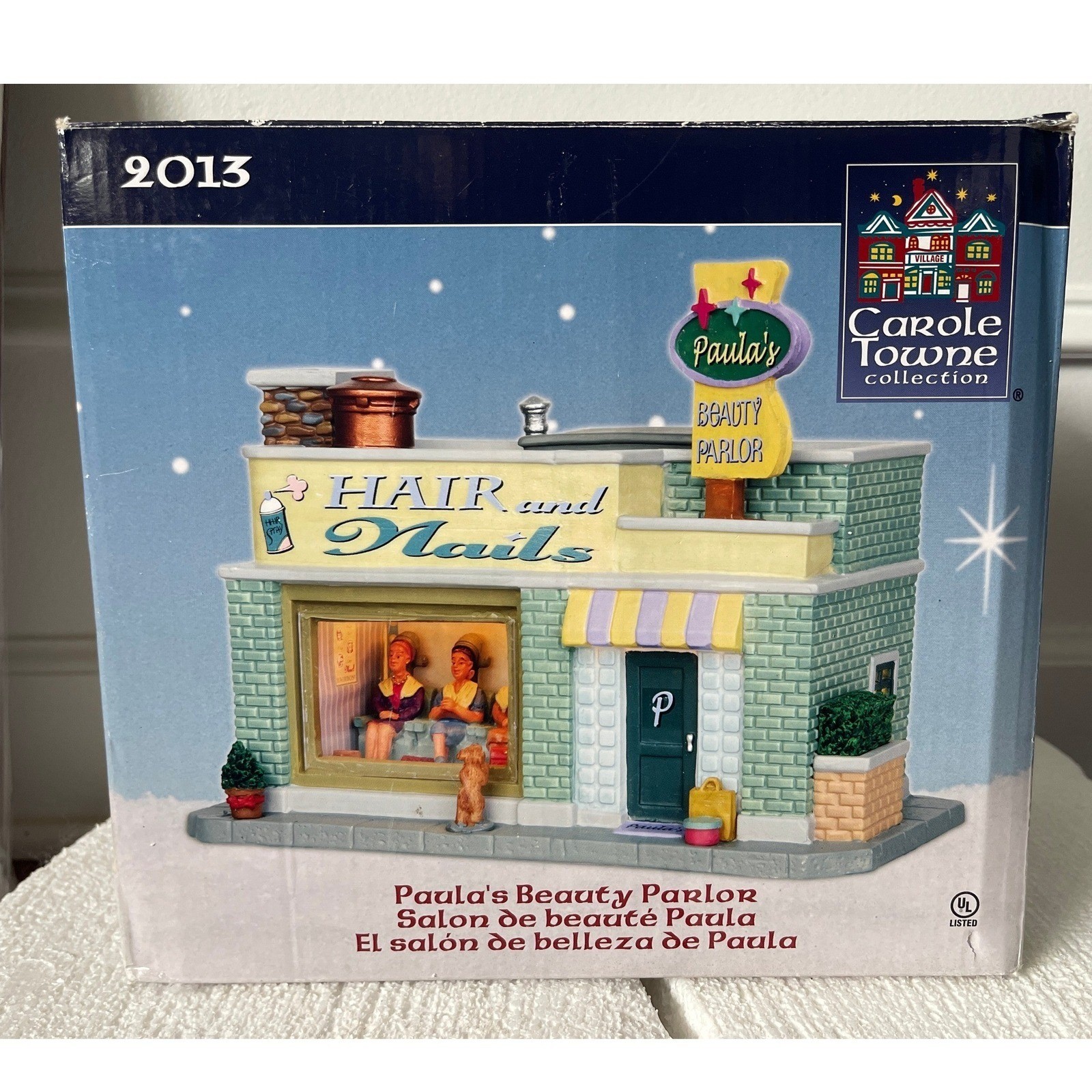 Lemax Carole Towne 2013 PAULA’S BEAUTY PARLOR Christmas Village Building Boxed