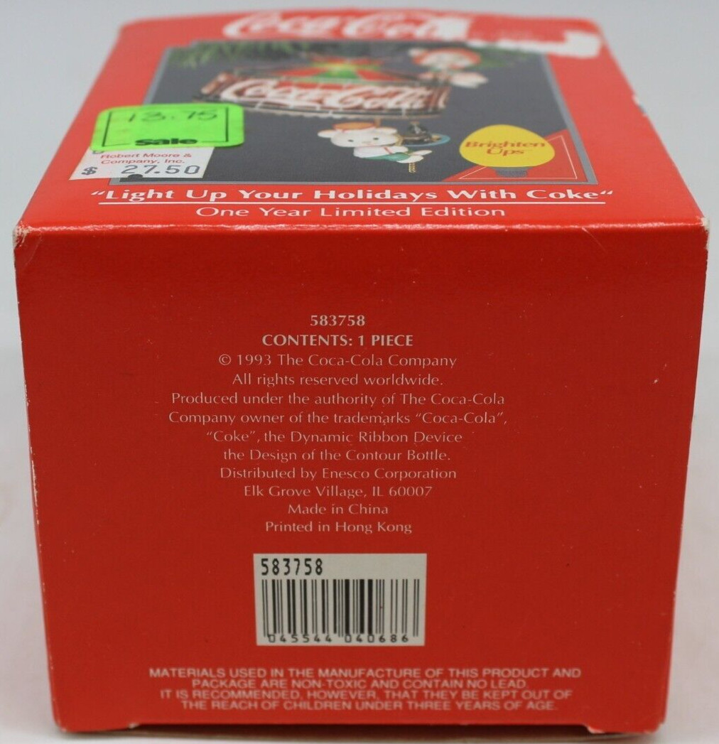 Coca Cola Light Up Your Holidays With Coke Limited Edition Ornament 1993 Bear
